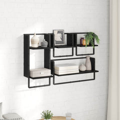 vidaXL Wall Shelf Set 4 pcs Black Oak 65 x 25 x 30 cm Engineered Wood 4