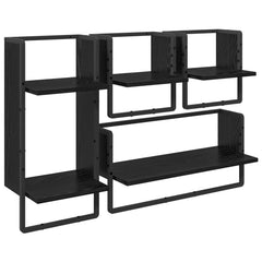 vidaXL Wall Shelf Set 4 pcs Black Oak 65 x 25 x 30 cm Engineered Wood 2