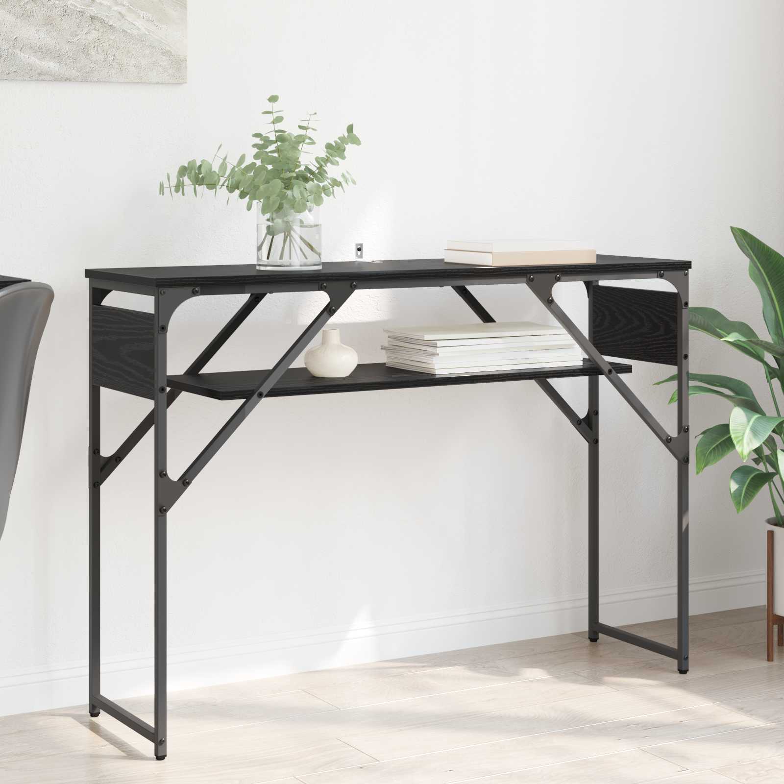 vidaXL ConsoleTable Black Oak Engineered Wood 105x30x75cm 1