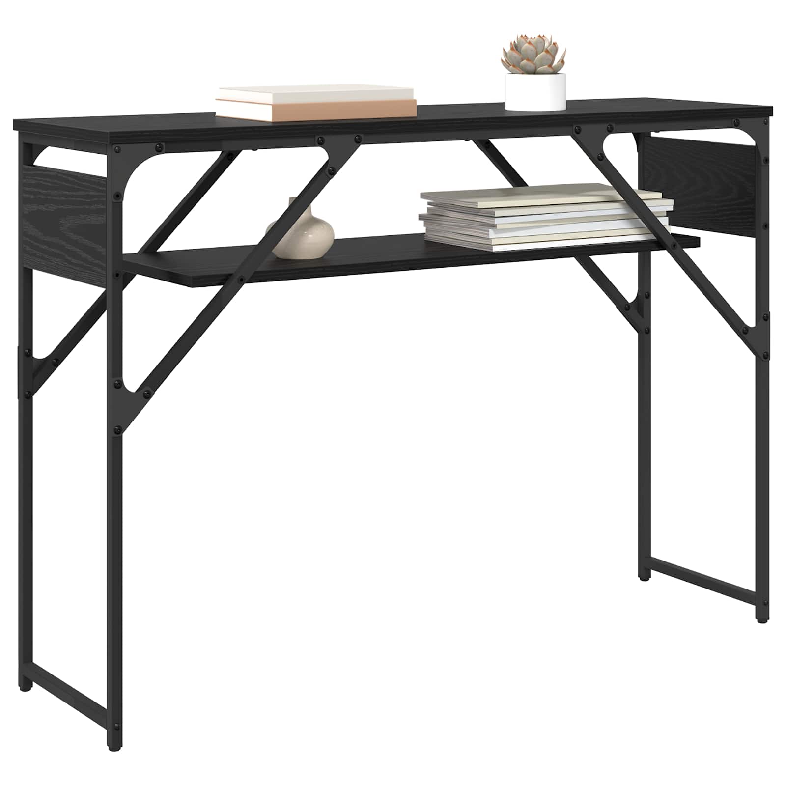 vidaXL ConsoleTable Black Oak Engineered Wood 105x30x75cm 3