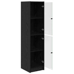 vidaXL Highboard Black Oak 35 x 37 x 142 cm Engineered Wood 5