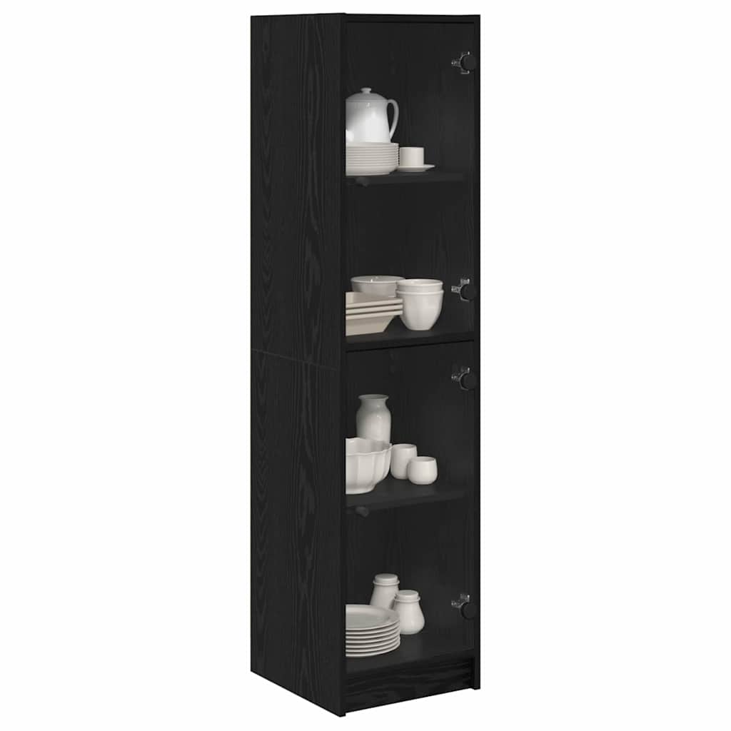 vidaXL Highboard Black Oak 35 x 37 x 142 cm Engineered Wood 3