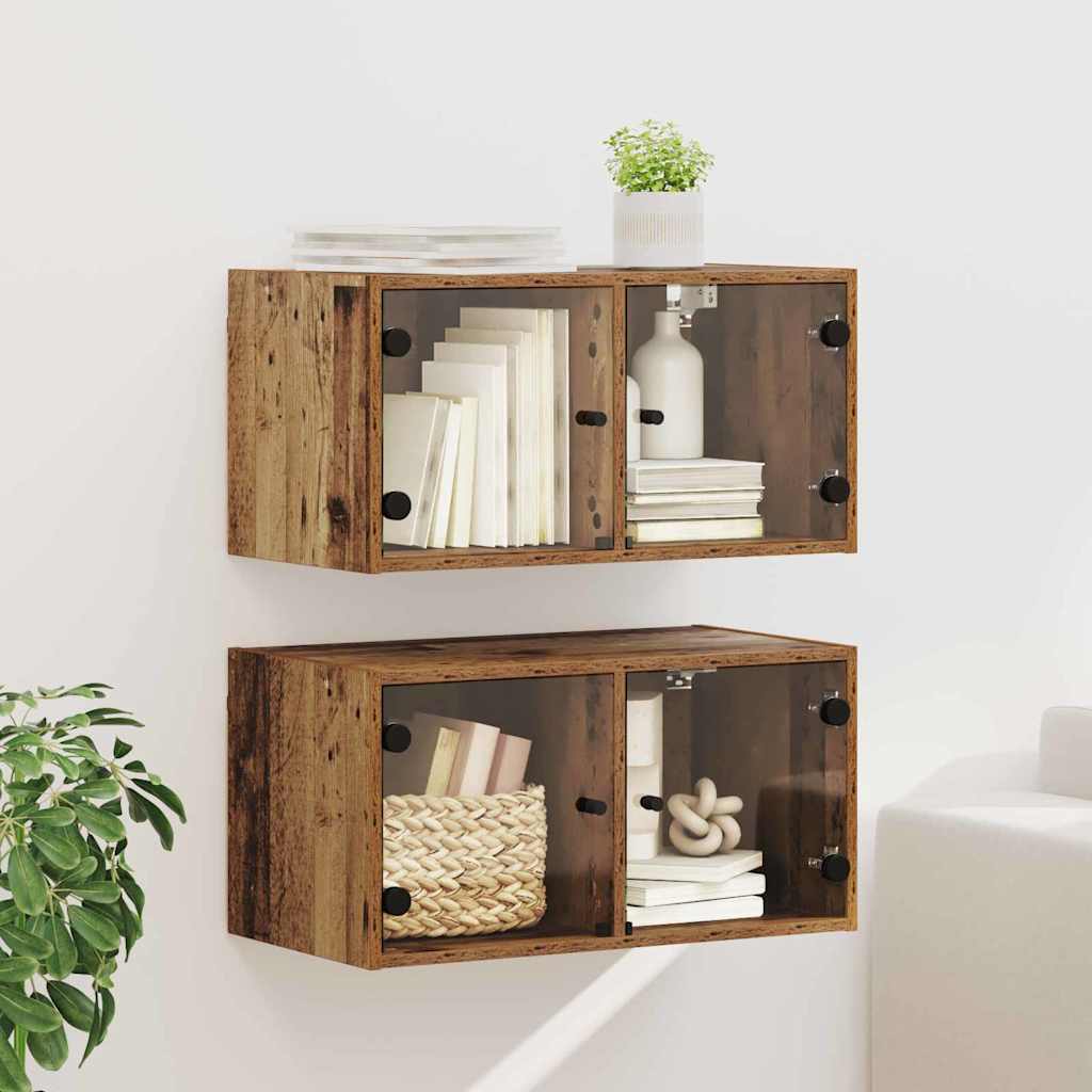 vidaXL Wall Cabinets 2 pcs 68 x 37 x 35 cm Engineered Wood Old Wood 1