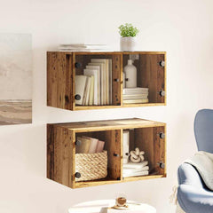 vidaXL Wall Cabinets 2 pcs 68 x 37 x 35 cm Engineered Wood Old Wood 4
