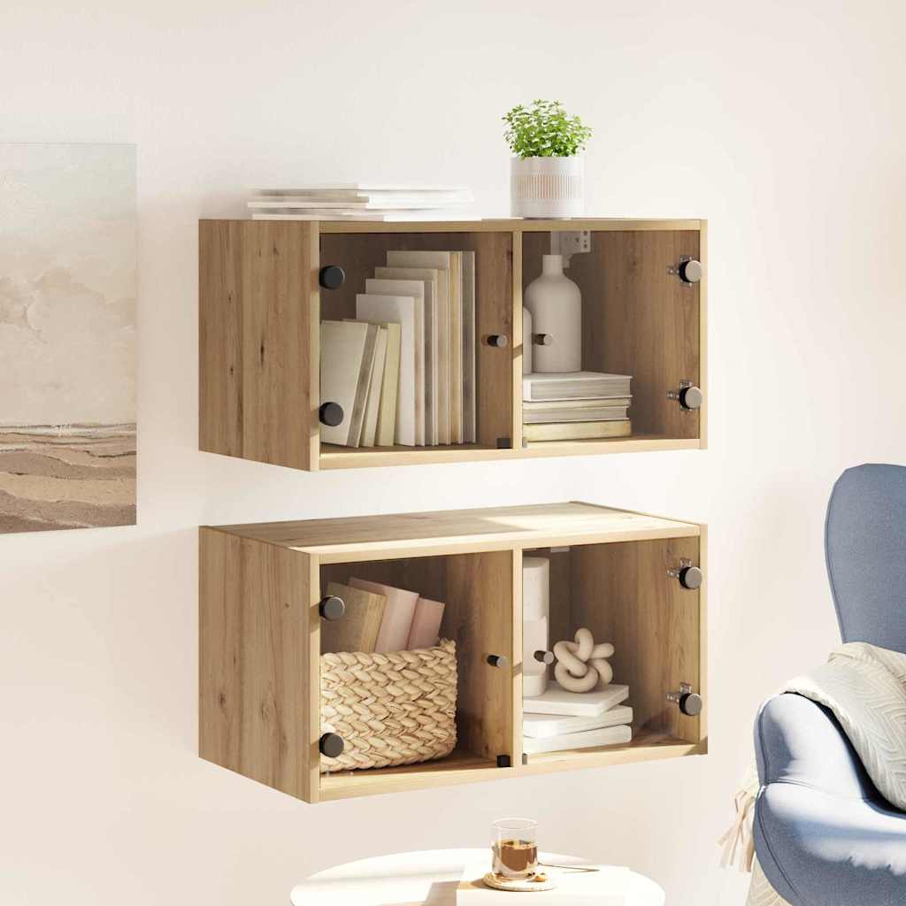 vidaXL Wall Cabinets 2 pcs 68 x 37 x 35 cm Engineered Wood Artisan Oak 4