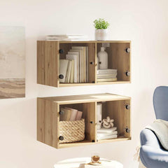 vidaXL Wall Cabinets 2 pcs 68 x 37 x 35 cm Engineered Wood Artisan Oak 4