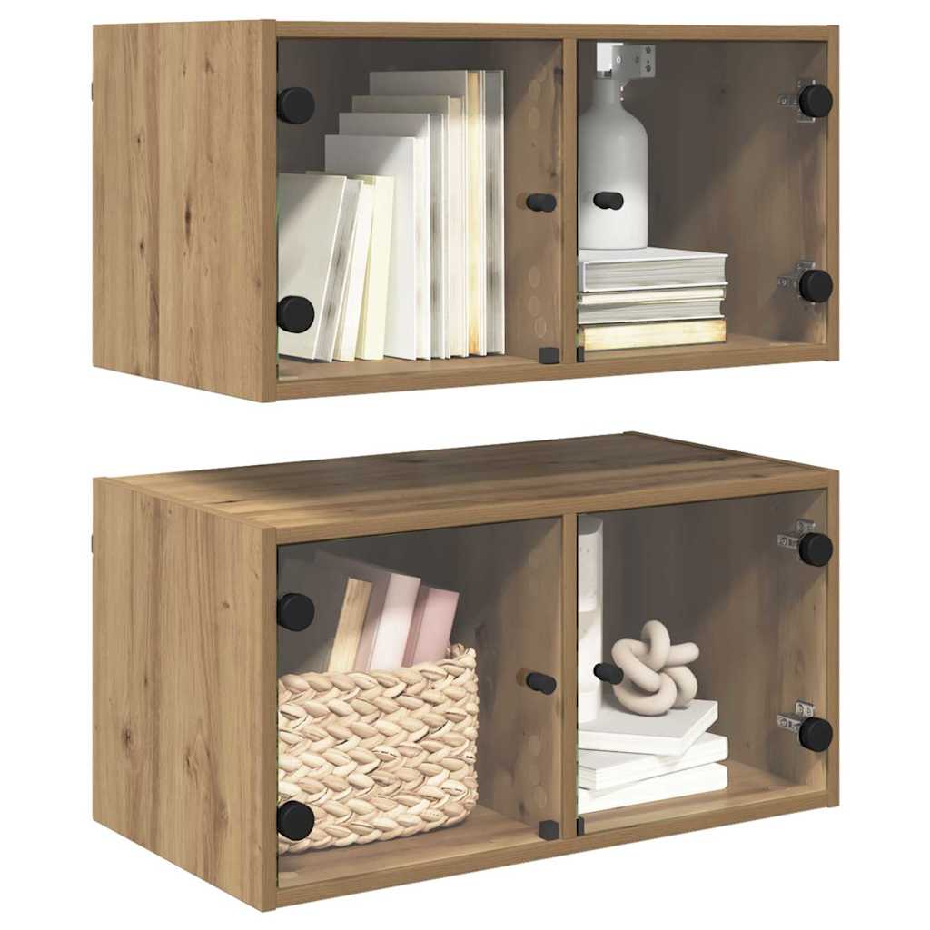 vidaXL Wall Cabinets 2 pcs 68 x 37 x 35 cm Engineered Wood Artisan Oak 3