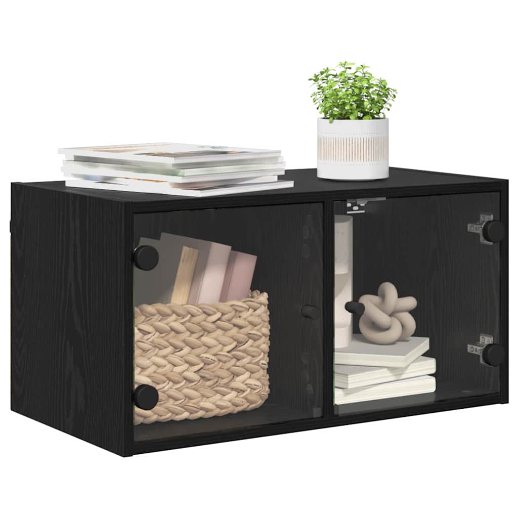 vidaXL Wall Cabinet 68 x 37 x 35 cm Engineered Wood Black Oak 3
