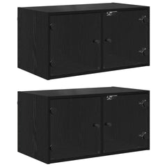 vidaXL Wall Cabinets 2 pcs 68 x 37 x 35 cm Engineered Wood Black Oak 2