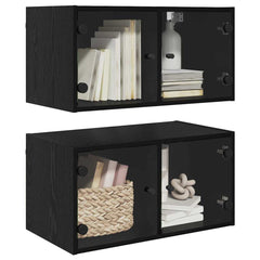 vidaXL Wall Cabinets 2 pcs 68 x 37 x 35 cm Engineered Wood Black Oak 3