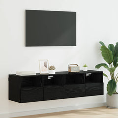 vidaXL TV Wall Cabinets 2 pcs Black Oak Engineered Wood 1