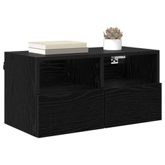 vidaXL TV Wall Cabinets 2 pcs Black Oak Engineered Wood 3