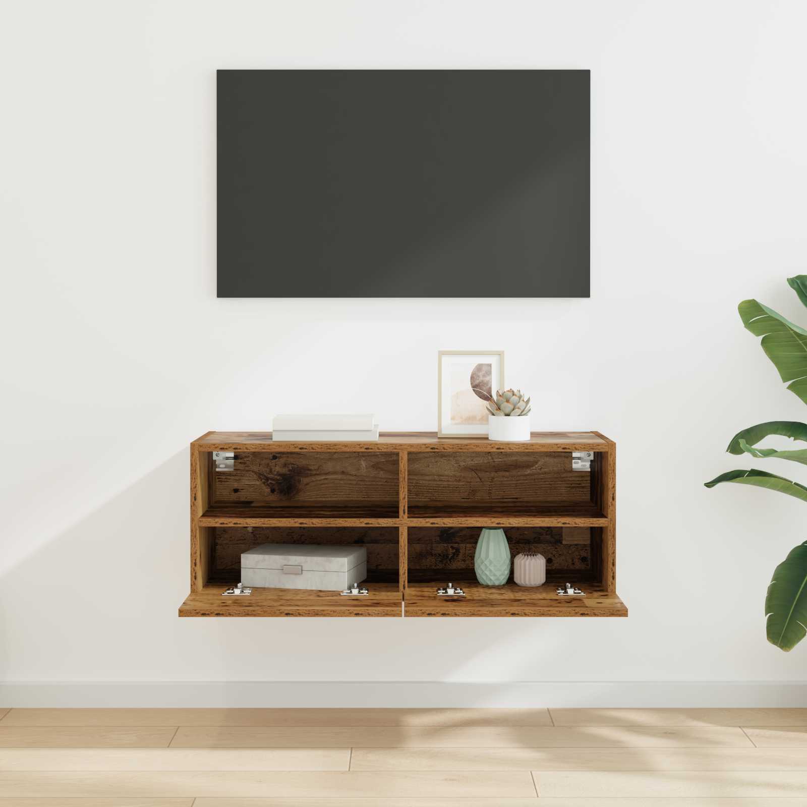 vidaXL TV Wall Cabinet 80 x 30 x 30 cm Old Wood Engineered Wood 4