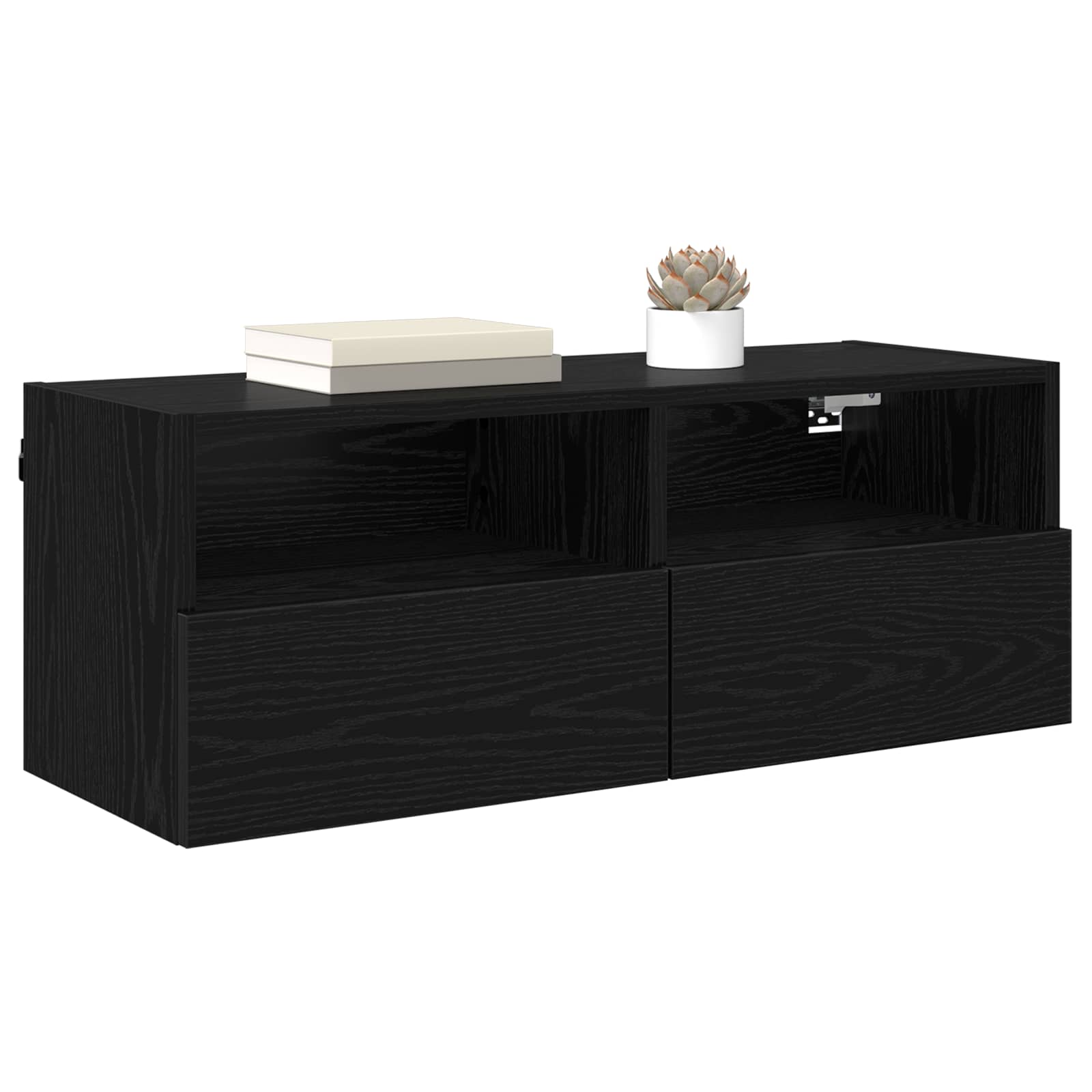 vidaXL TV Wall Cabinets 2 pcs Black Oak Engineered Wood 3