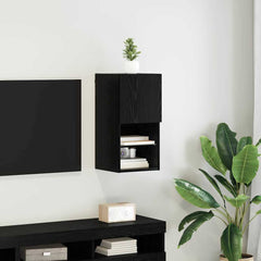 vidaXL Wall-mounted TV Cabinet 30.5 x 30 x 60 cm Black Oak 1