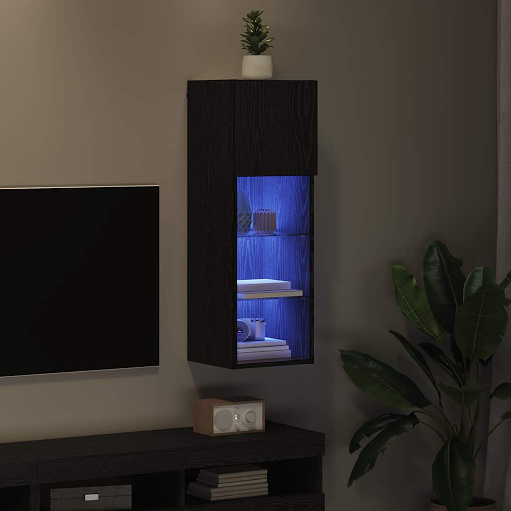 vidaXL Wall-mounted TV Cabinet 30.5 x 30 x 90 cm Black Oak 5