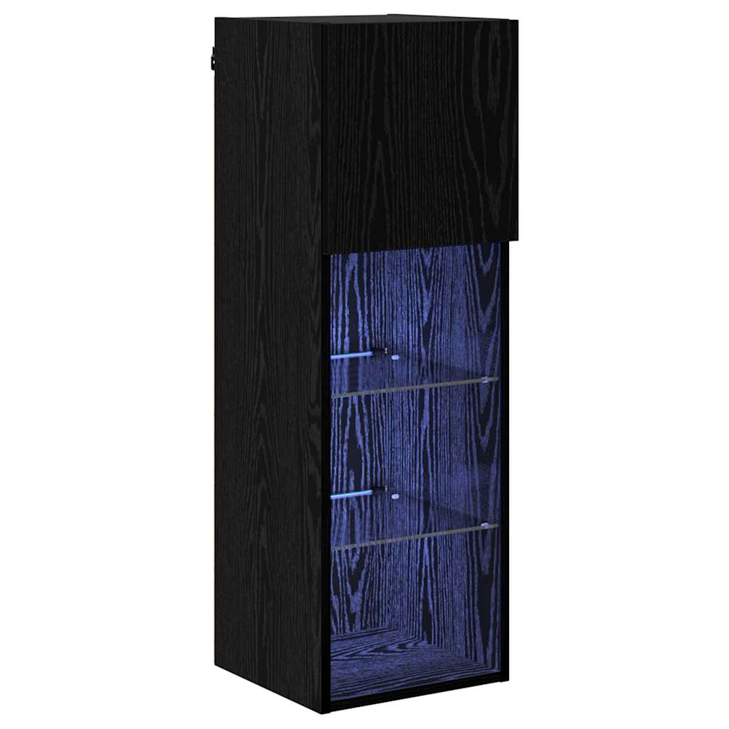 vidaXL Wall-mounted TV Cabinet 30.5 x 30 x 90 cm Black Oak 2