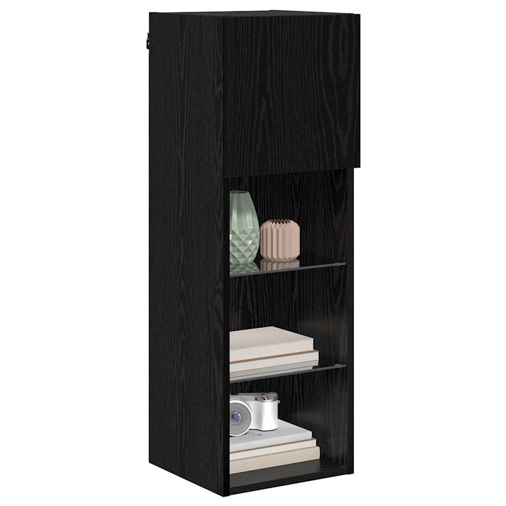 vidaXL Wall-mounted TV Cabinet 30.5 x 30 x 90 cm Black Oak 3
