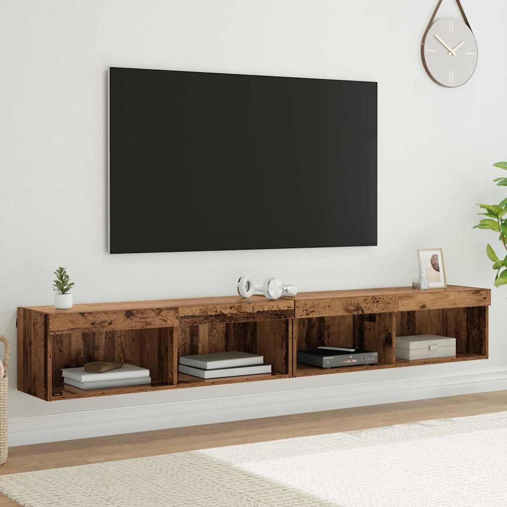 TV Cabinet Set with LED Lights 100x30x30 cm 2 pcs Old wood