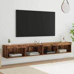 TV Cabinet Set with LED Lights 100x30x30 cm 2 pcs Old wood