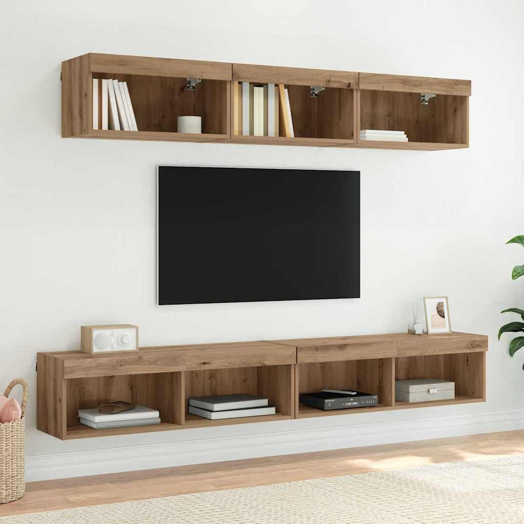 vidaXL TV Wall Cabinet 100 x 30 x 30 cm Artisan Oak Engineered Wood 6