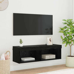 vidaXL TV Wall Cabinet 100 x 30 x 30 cm Black Oak Engineered Wood 1