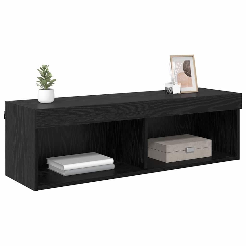 vidaXL TV Wall Cabinet 100 x 30 x 30 cm Black Oak Engineered Wood 3
