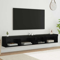 TV Cabinet Set with LED Lights 100x30x30 cm 2 pcs Black oak
