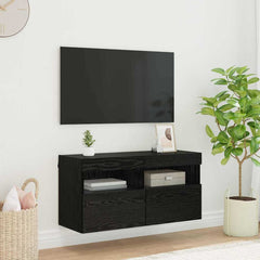 vidaXL TV Wall Cabinet 80 x 30 x 40 cm Black Oak Engineered Wood 1