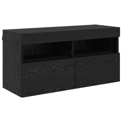 vidaXL TV Wall Cabinet 80 x 30 x 40 cm Black Oak Engineered Wood 2