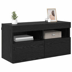 vidaXL TV Wall Cabinet 80 x 30 x 40 cm Black Oak Engineered Wood 3