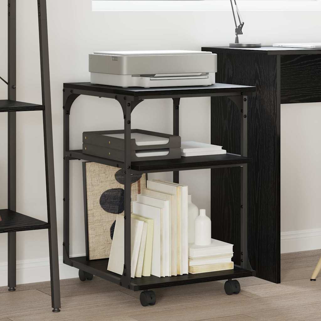 vidaXL Printer Stand Black Oak 43 x 48 x 64 cm Engineered Wood 1