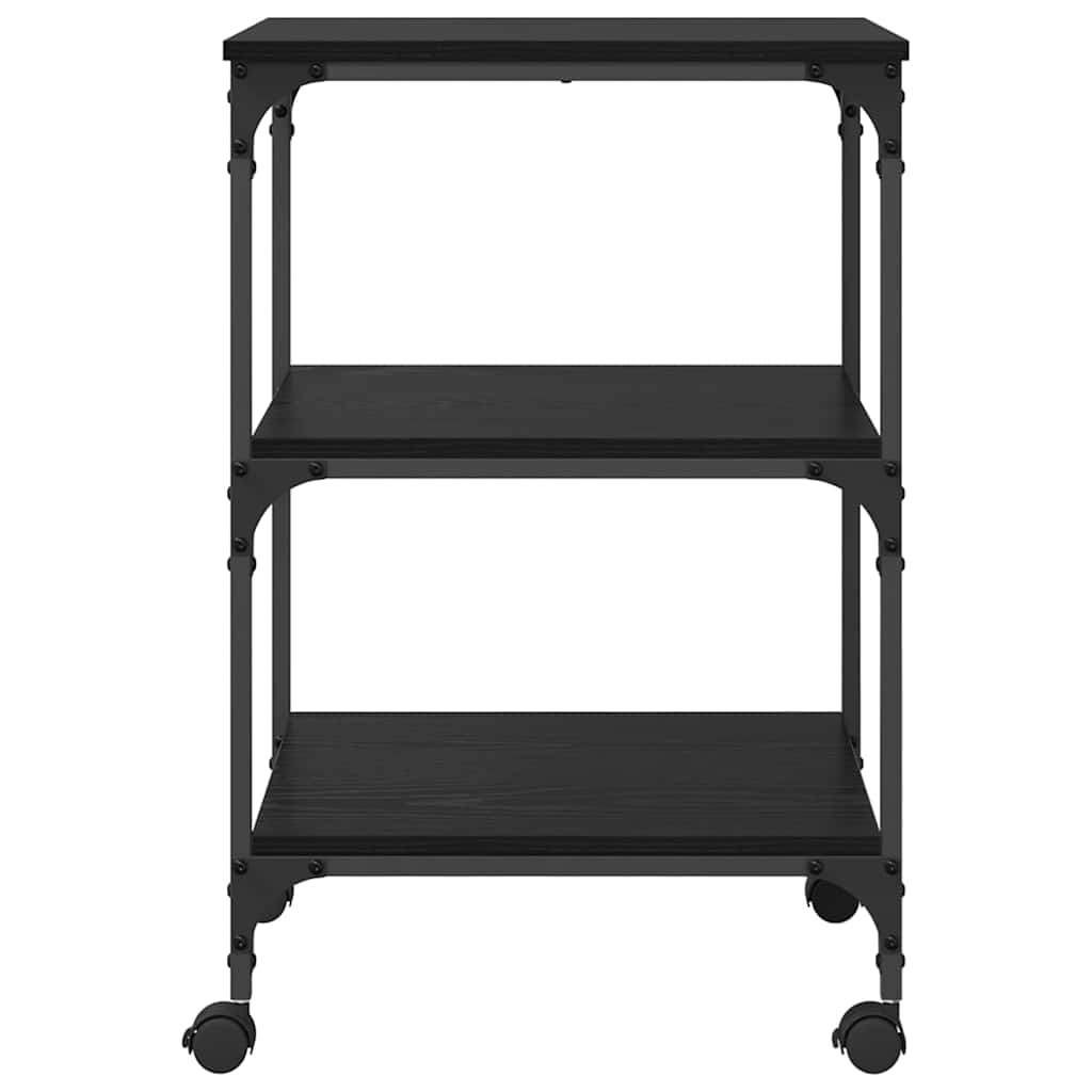 vidaXL Printer Stand Black Oak 50 x 41 x 75 cm Engineered Wood 6