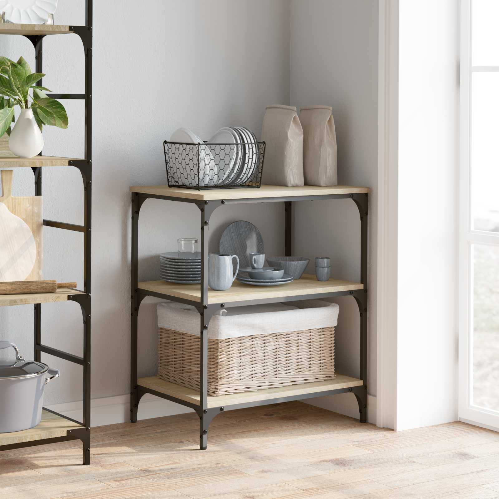 vidaXL Kitchen Trolley Sonoma Oak 60 x 41 x 76 cm Engineered Wood 4