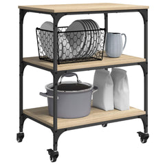 vidaXL Kitchen Trolley Sonoma Oak 60 x 41 x 76 cm Engineered Wood 3