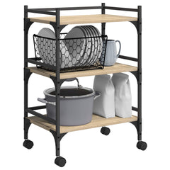 vidaXL Kitchen Trolley Sonoma Oak 50 x 35 x 75.5 cm Engineered Wood 3