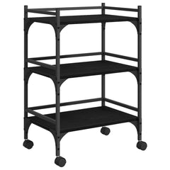vidaXL Kitchen Trolley Black Oak 50 x 35 x 75.5 cm Engineered Wood 2