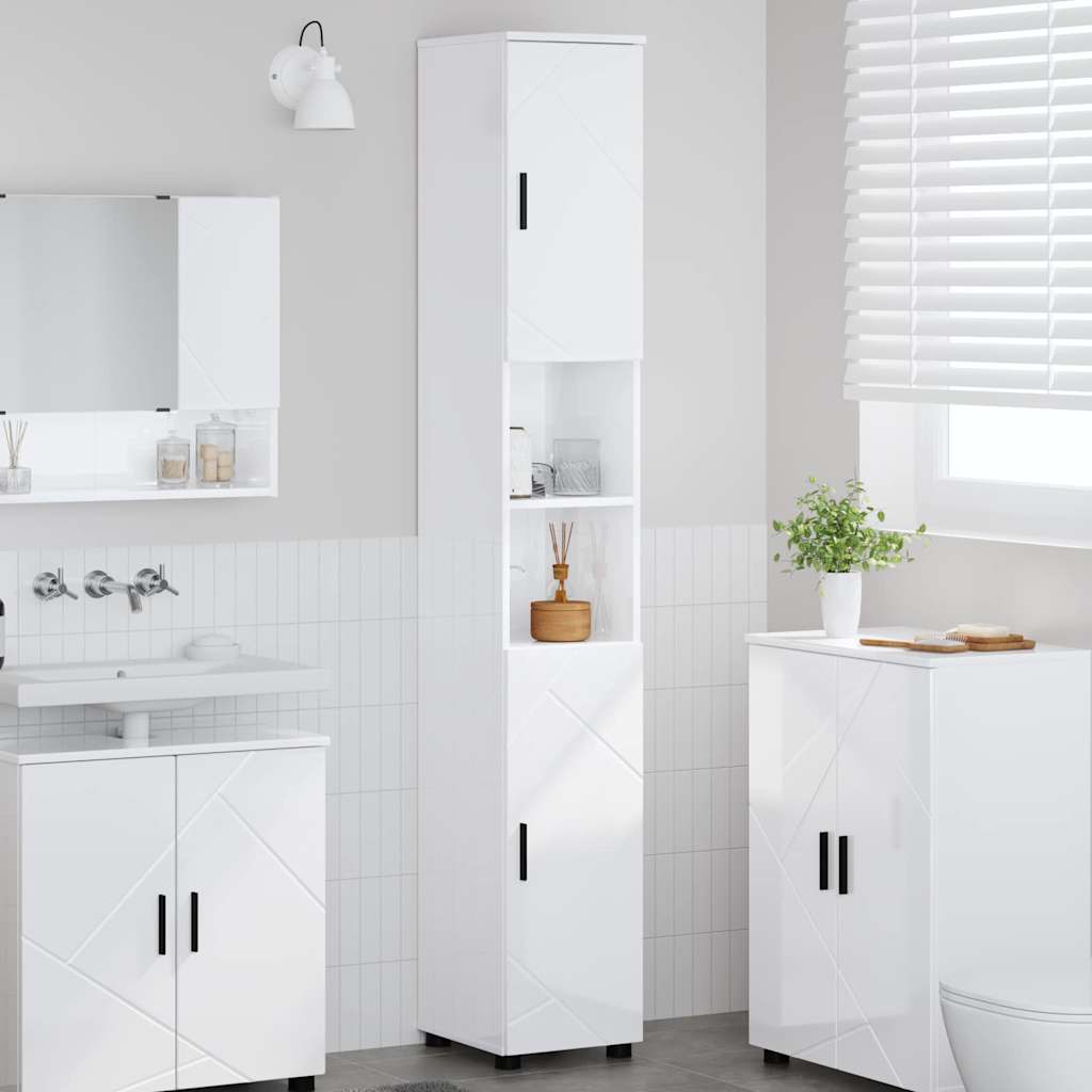 Bathroom Cabinet 30 x 35 x 192 cm High gloss white