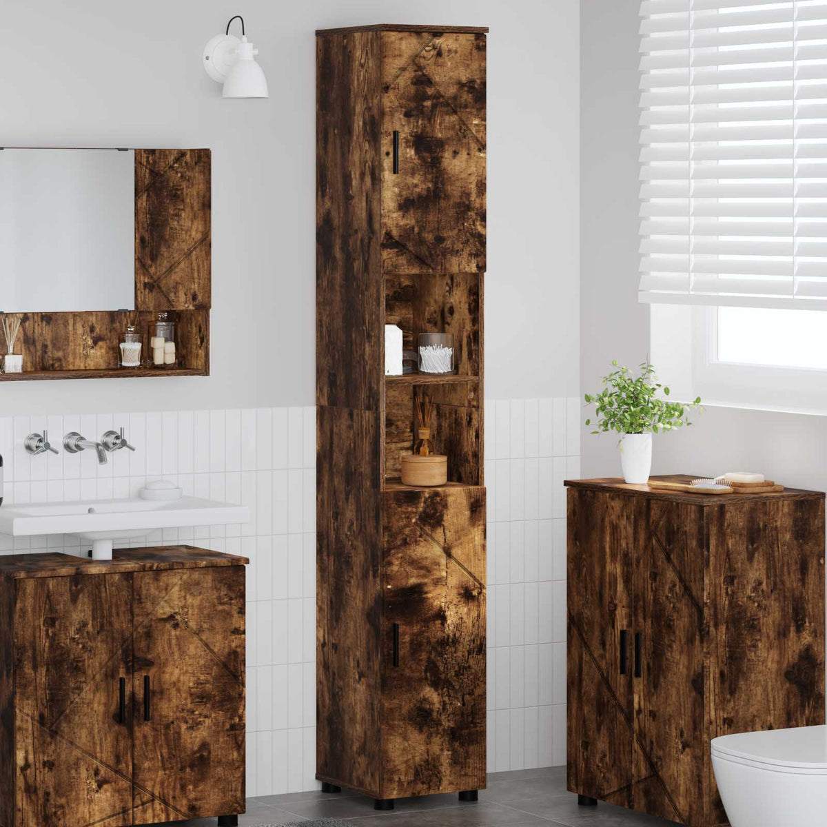 Bathroom Cabinet 30 x 35 x 192 cm Smoked oak