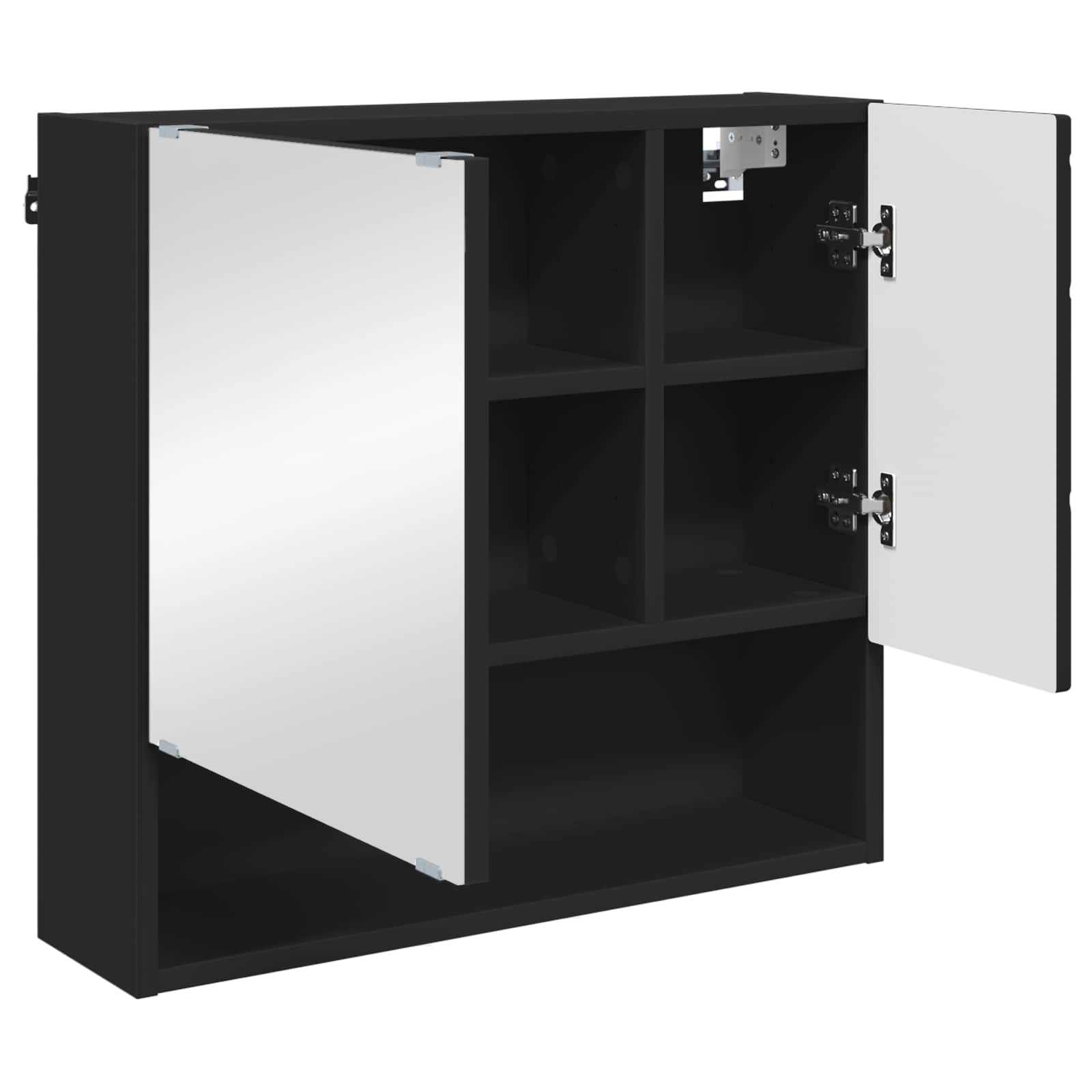 vidaXL Mirror Cabinet Black 59 x 17 x 55 cm Engineered Wood 5