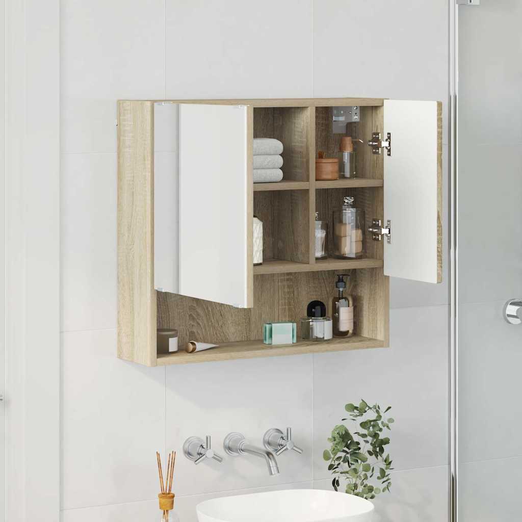 vidaXL Mirror Cabinet Sonoma Oak 59 x 17 x 55 cm Engineered Wood 4