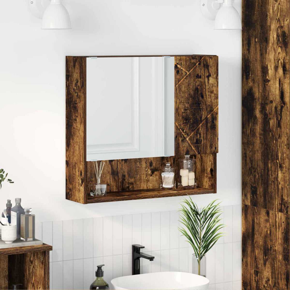 vidaXL Mirror Cabinet 59 x 17 x 55 cm Engineered Wood