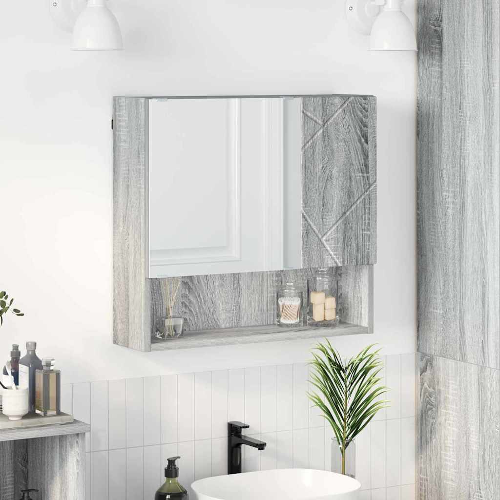 vidaXL Mirror Cabinet Grey Sonoma 59 x 17 x 55 cm Engineered Wood 1