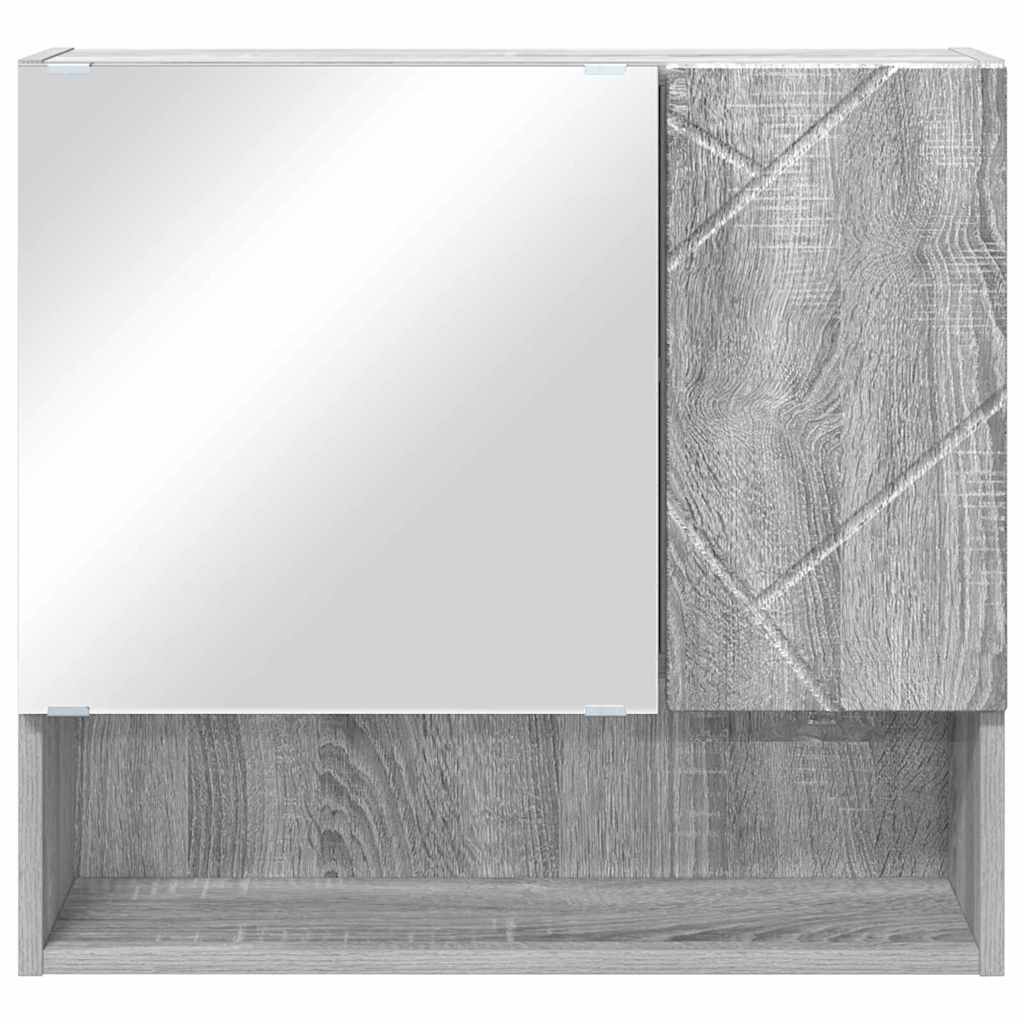 vidaXL Mirror Cabinet Grey Sonoma 59 x 17 x 55 cm Engineered Wood 6