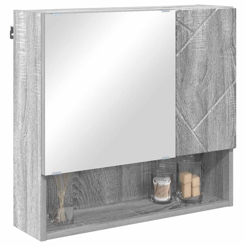 vidaXL Mirror Cabinet Grey Sonoma 59 x 17 x 55 cm Engineered Wood 3
