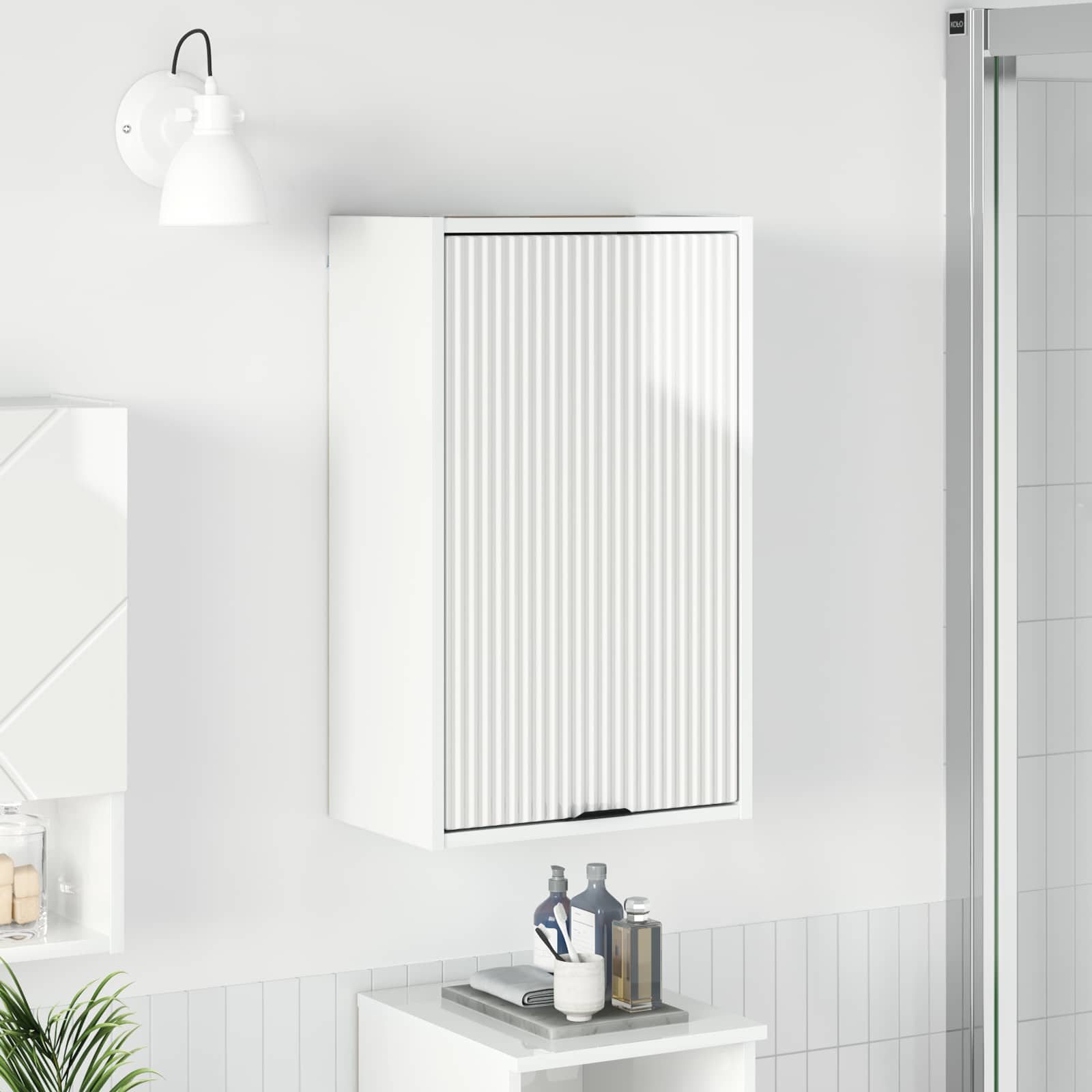 vidaXL Bathroom Cabinet High Gloss White 39 x 23.5 x 65 cm 1