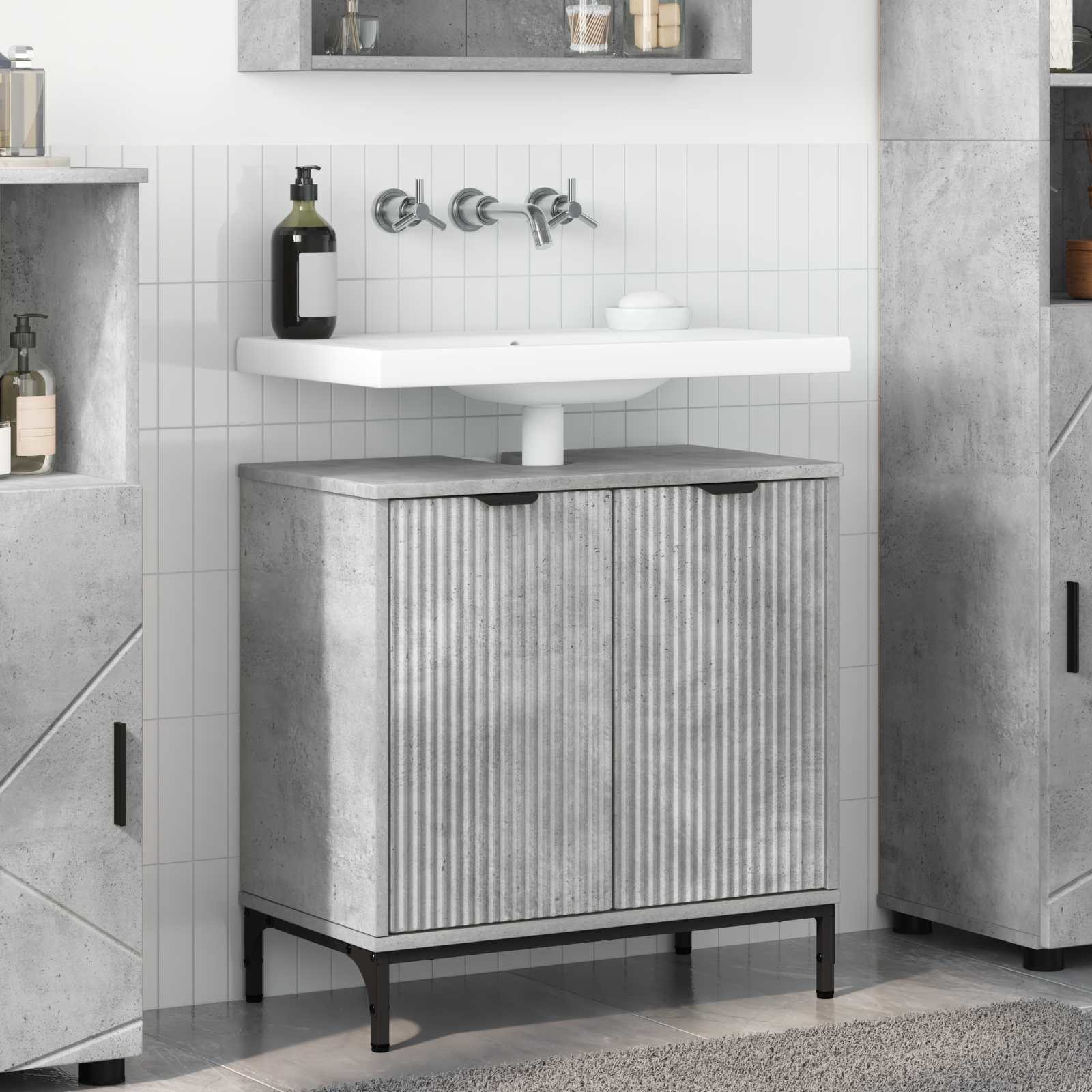 vidaXL Bathroom Sink Cabinet Concrete Grey 60.5 x 33.5 x 61 cm 1