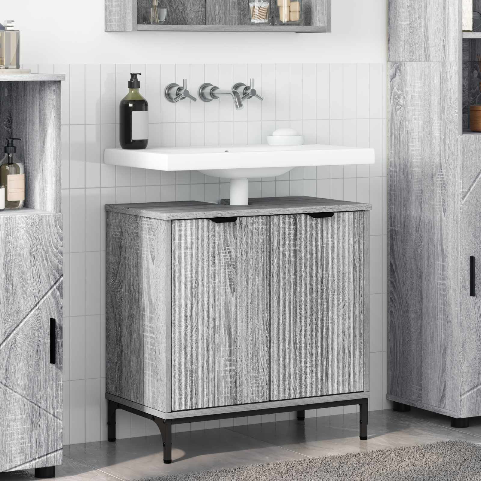 vidaXL Bathroom Sink Cabinet Grey Sonoma 60.5 x 33.5 x 61 cm 1