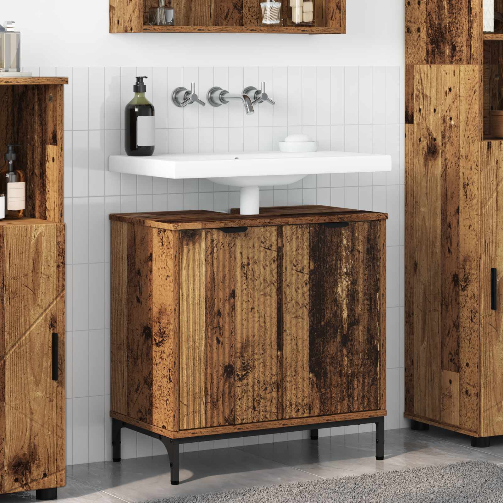 vidaXL Bathroom Sink Cabinet Old Wood 60.5 x 33.5 x 61 cm 1