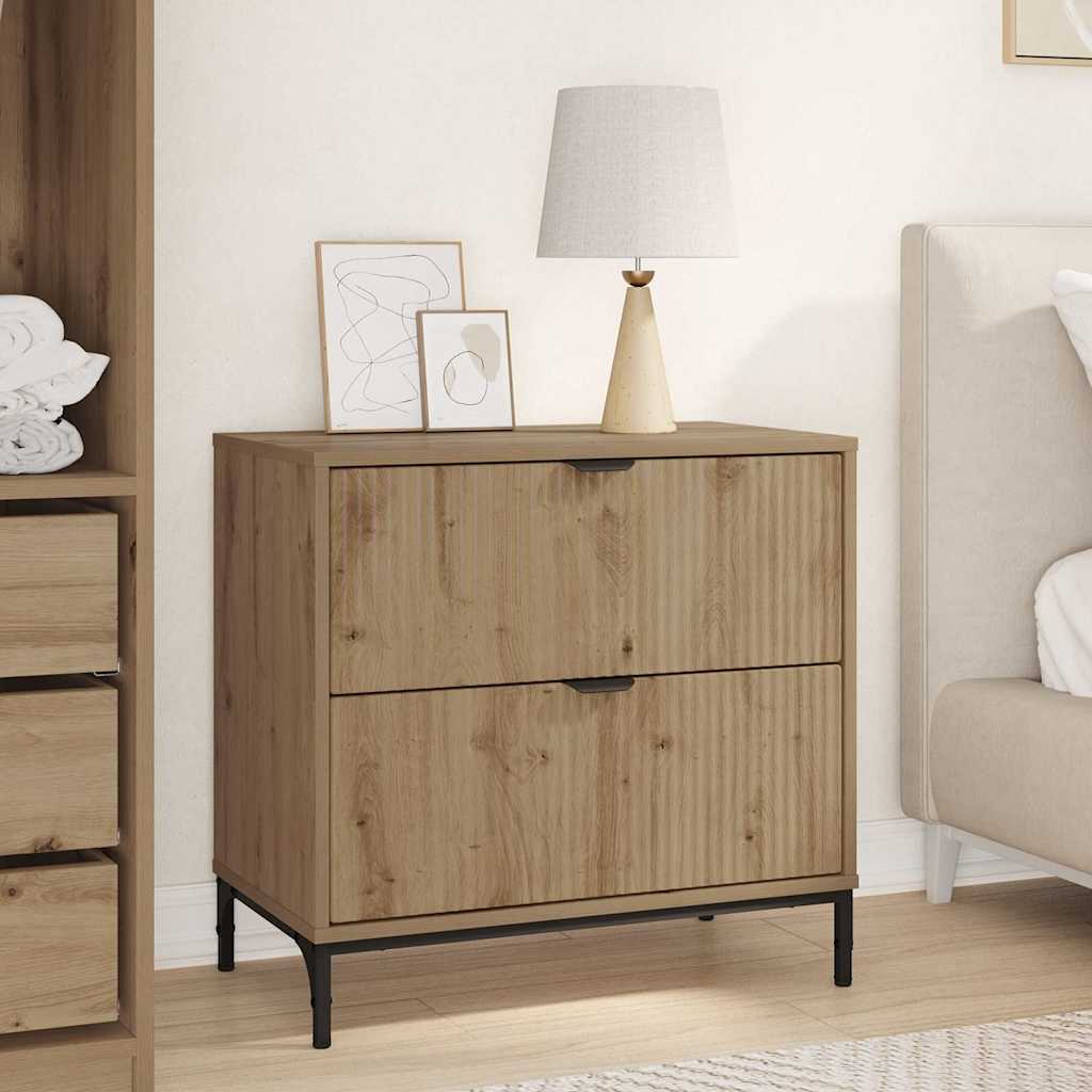 vidaXL Bedside Table Artisan oak 63.5 x 36 x 61 cm Engineered wood 1